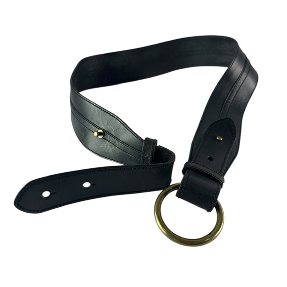 Genuine Vintage LAUREN Ralph Lauren Black Leather Circle Buckle Women Belt M main image 4